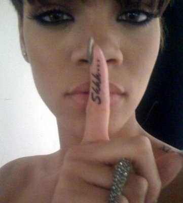 Rihanna Tattoo On Finger. rihanna finger tattoo shh
